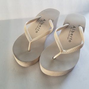 Cream Platform Flip Flops